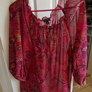 Chaps XL 3/4 sleeve fuscia hot pink floral top